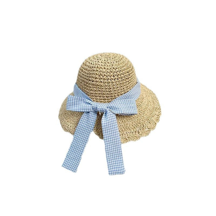 流行帽子|蝴蝶結編織帽子女夏季海邊度假草帽防曬遮陽帽法式防紫外線太陽帽「C5174」25.04-3