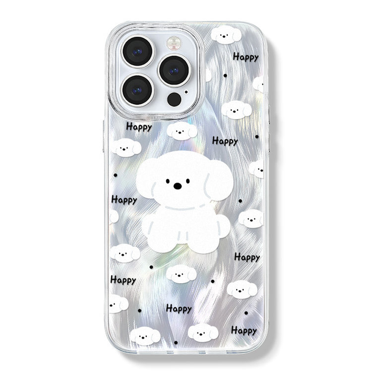 手機殼|蘋果15適用12大孔透明13Promax羽紗iPhone14卡通硅膠手機殼「WM0640」24.07