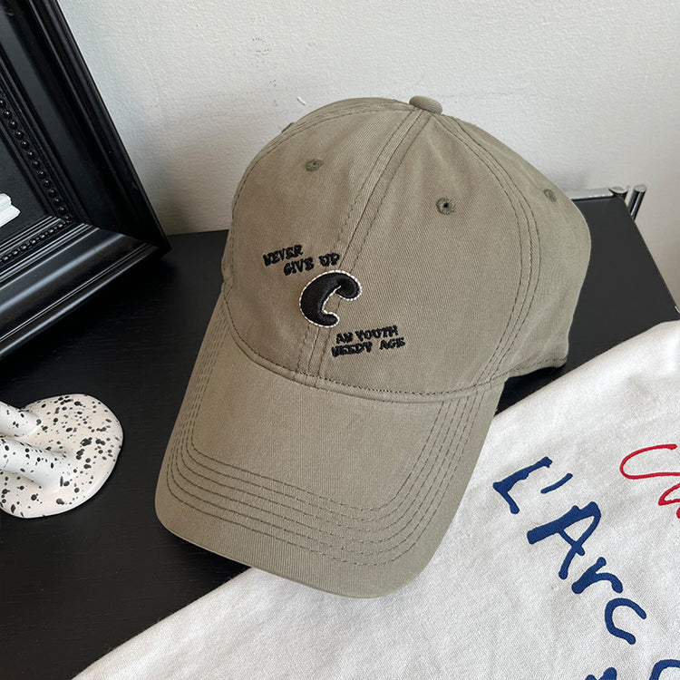 流行帽子|C字母棒球帽女春夏韓系刺繡軟頂遮陽帽學生情侶顯臉小戶外鴨舌帽「C4885」24.12-5