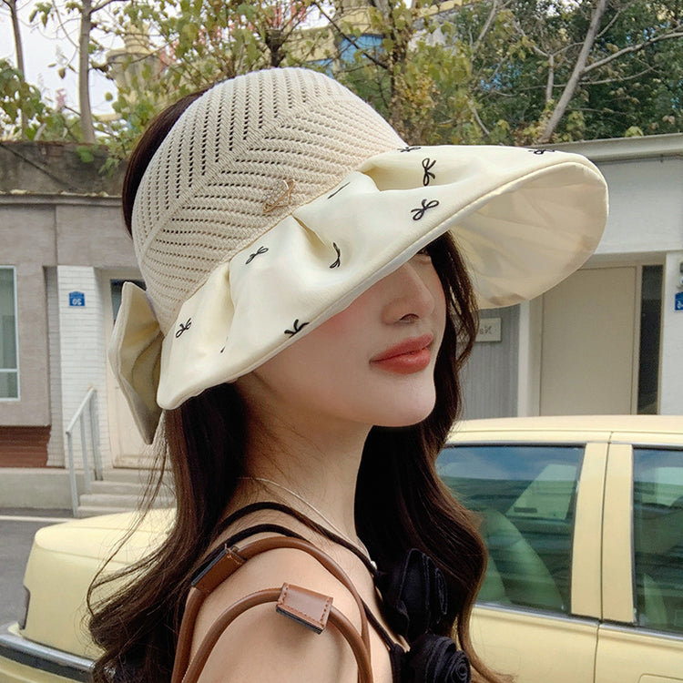 流行帽子|夏季新款帽子女蝴蝶結遮陽空頂帽韓版時尚防曬太陽帽戶外漁夫帽潮「C5203」25.04-4