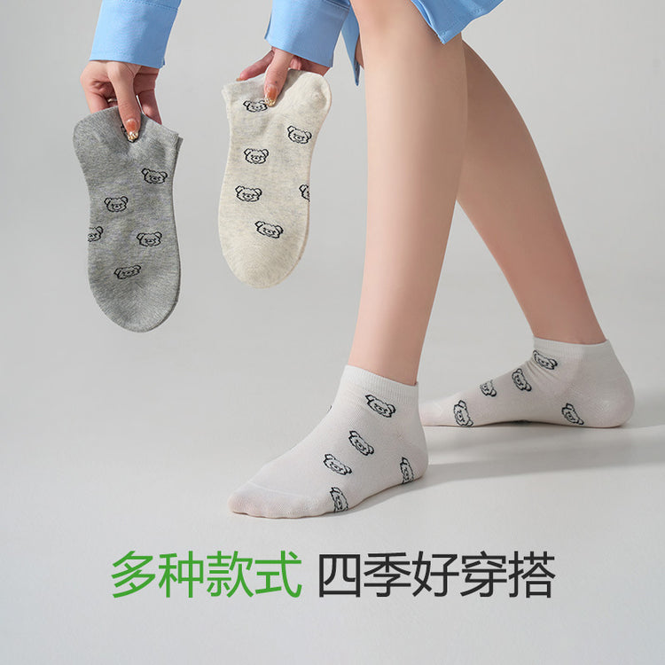 女襪|卡通小熊襪子女棉質柔軟親膚舒適短襪Ins潮流好搭彈性薄款休閒襪「XC2232」25.02-2