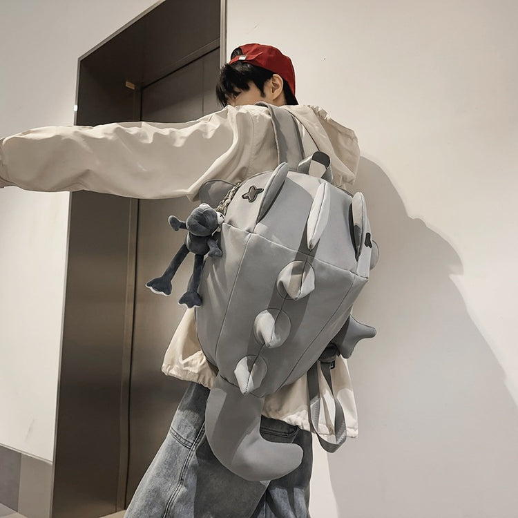 致青春|鯊魚雙肩包女日系大學生書包出行旅遊男情侶搞怪潮流拼色背包「241-132」25.01-2