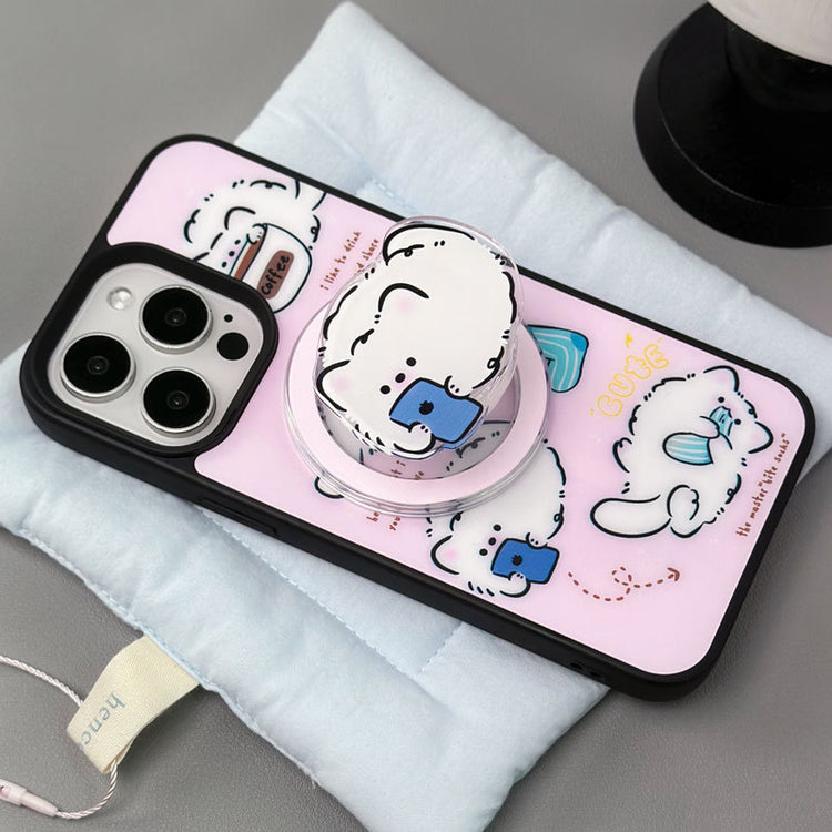 手機殼|蘋果16手機殼14Promax磁吸支架iPhone15磁吸磨砂黑框殼適用12「LR0981」