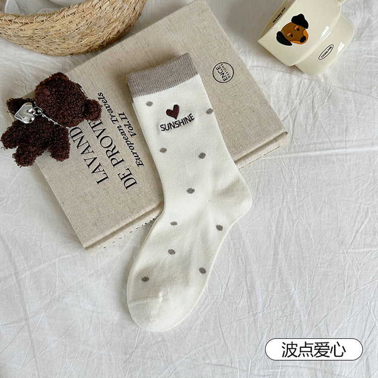 女襪|羊毛襪子女吸汗透氣親膚舒適中筒襪ins潮學院風彈力無骨堆堆襪「MYH2572」25.09-4