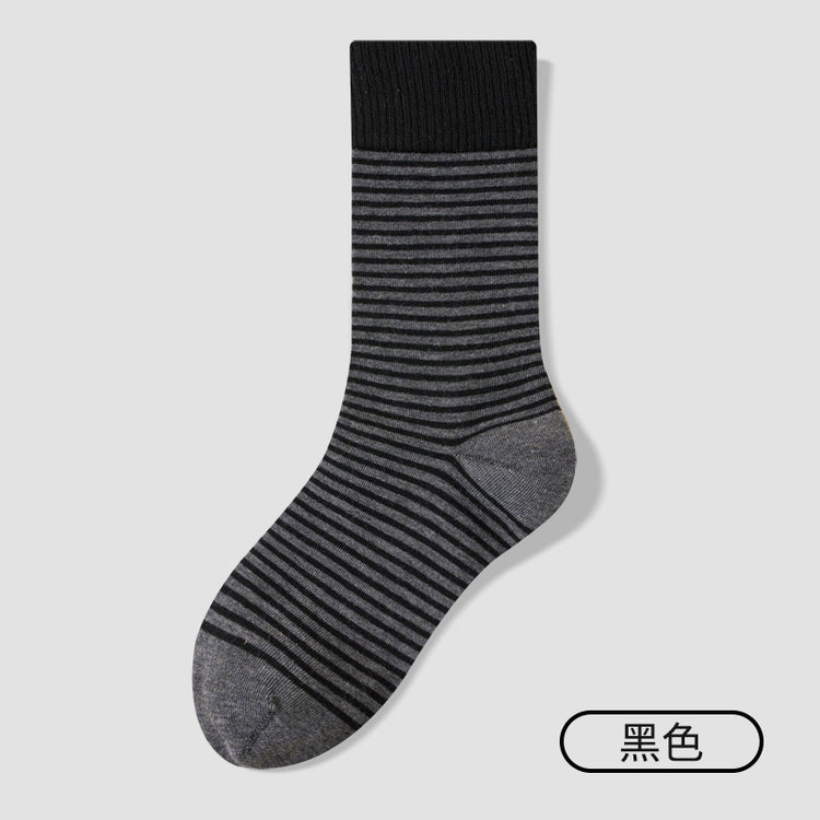 女襪|美利奴羊毛襪子女冬季加厚保暖條紋中筒襪彈力無骨親膚舒適堆堆襪「TY139」25.10-4