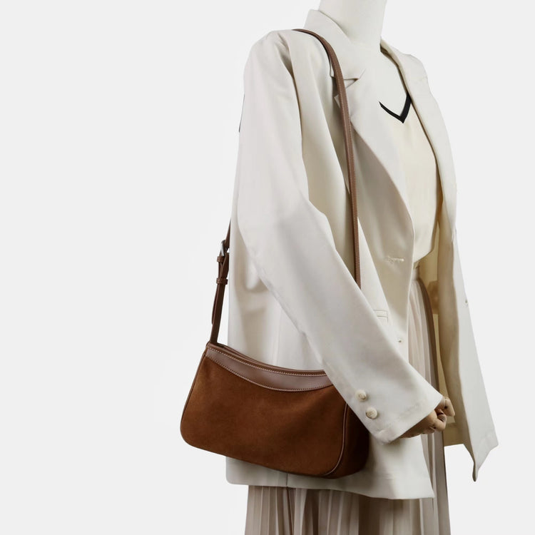 質感真皮|2025新款磨砂美拉德復古百搭韓版單肩斜背包小眾設計休閒托特包包「6179」25.09-3