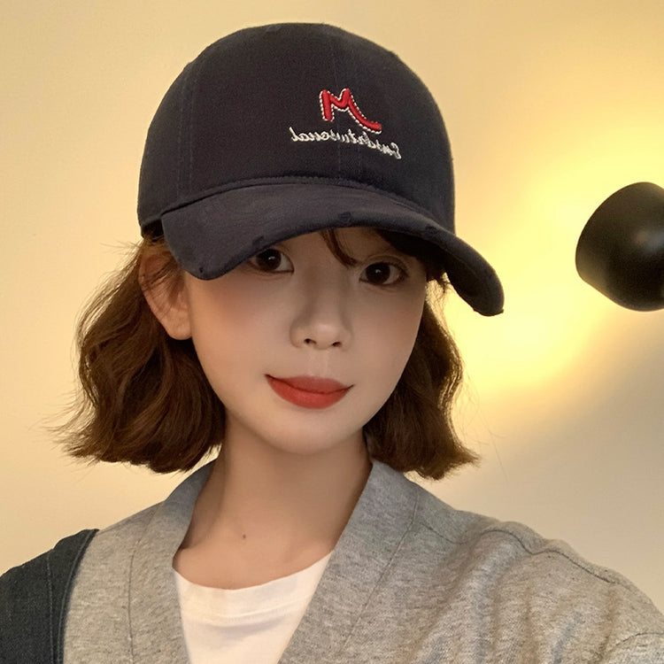 流行帽子|韓版簡約字母刺繡軟頂棒球帽子春季新款百搭休閒情侶顯臉小鴨舌帽「C4889」24.12-5