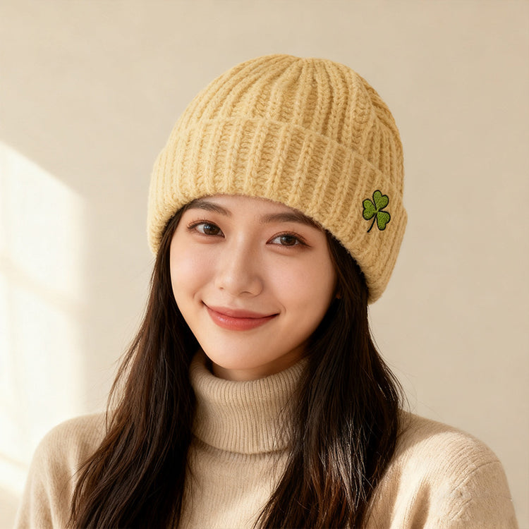 流行帽子|可愛花朵刺繡毛線帽子女秋冬保暖護耳針織帽顯臉小冷帽百搭套頭帽「C5802」25.11-2