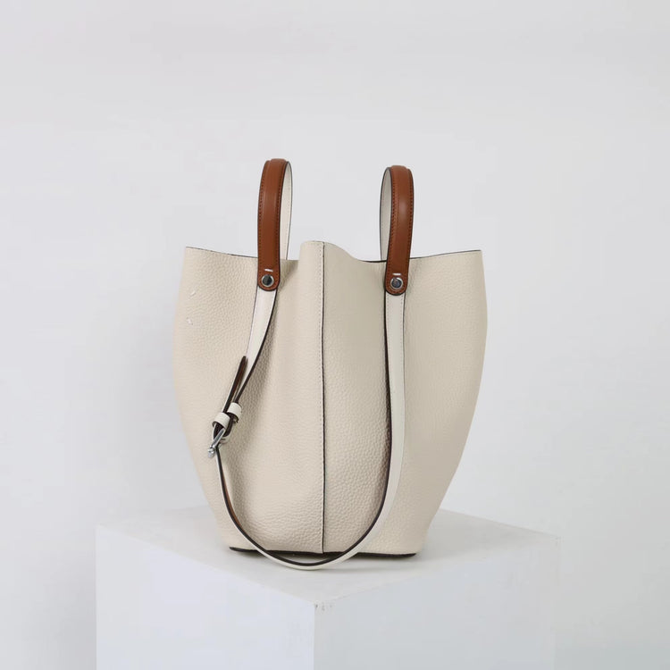 質感真皮|2025新款頭層牛皮手提托特包真皮水桶包小眾高級感腋下包時尚單肩包「2963」25.02-3