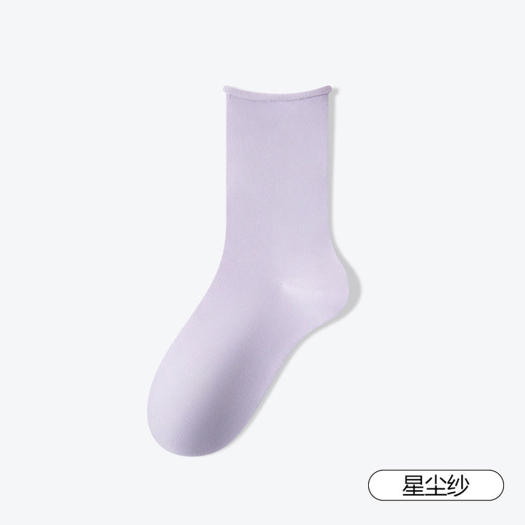 女襪|白色堆堆襪子吸汗透氣彈力無骨卷邊月子襪棉質10A抗菌防臭中筒襪「SX25006」25.03-1