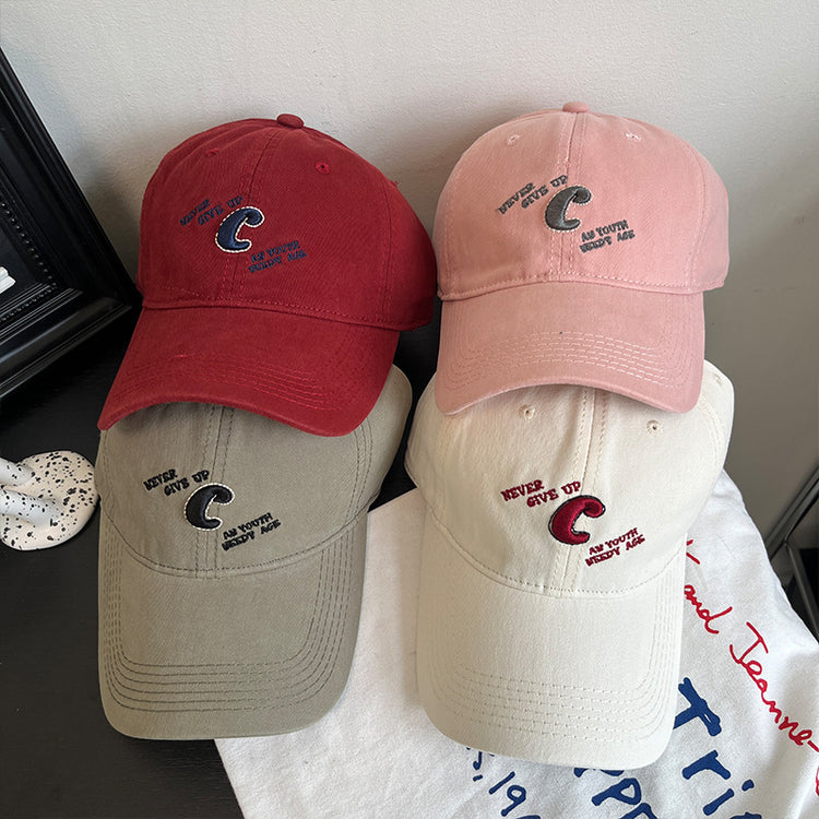 流行帽子|C字母棒球帽女春夏韓系刺繡軟頂遮陽帽學生情侶顯臉小戶外鴨舌帽「C4885」24.12-5