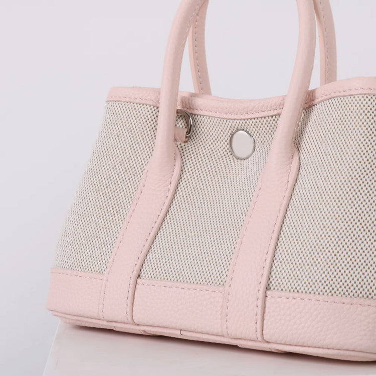 質感真皮|2025潮流新頭層牛皮撞色帆布手提花園包高級感洋氣單肩包休閒斜背包「80592」25.04-2