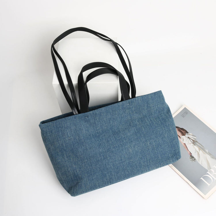 質感真皮|2024新款百搭高級感牛仔頭層牛皮托特包大容量單肩女包慵懶風「3532-1」24.06-4