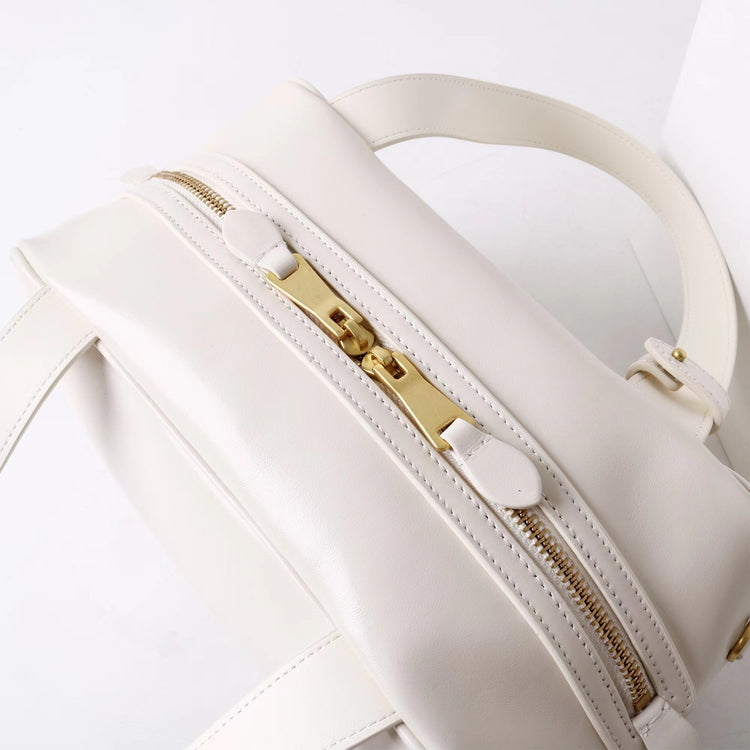 質感真皮|2025新款時尚牛皮手柄保齡球波士頓手提包小眾設計休閒百搭斜背包「8566」25.09-2