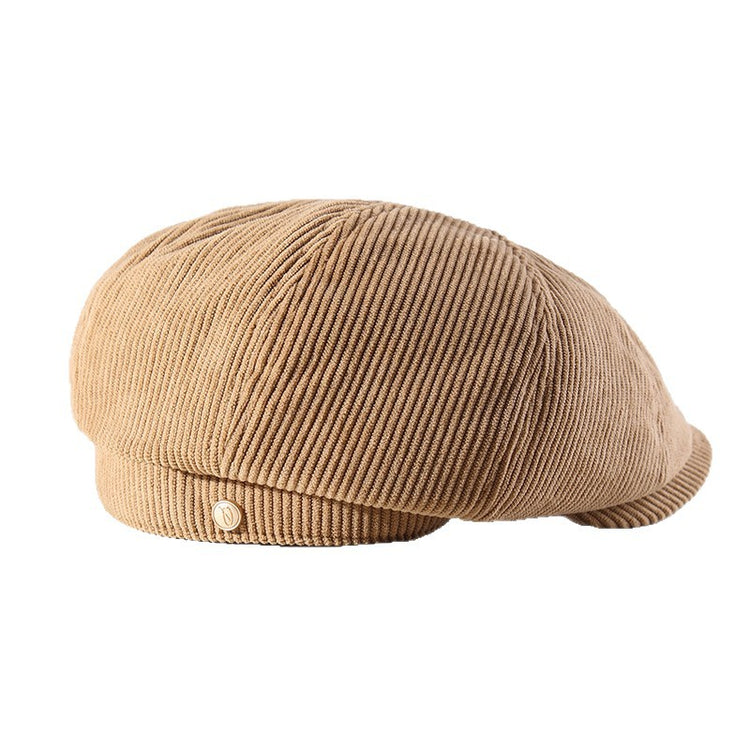 流行帽子|2025秋冬新款燈芯絨八角帽女英倫風貝雷帽復古百搭顯臉小帽子男潮「C5654」25.09-5