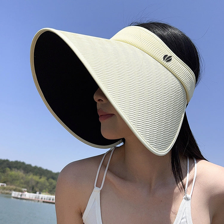 流行帽子|夏季加大檐UV防紫外線空頂帽子女遮陽燈罩帽遮臉防曬黑膠太陽帽潮「C5175」25.04-3