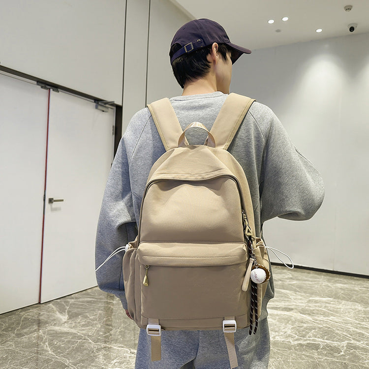 致青春|新款純色書包女簡約百搭休閒旅行背包大容量初高中大學生雙肩包「795-128」25.03-1