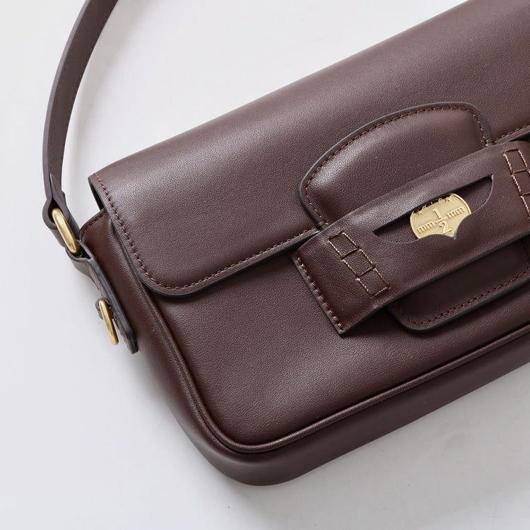 質感真皮|秋冬新款2024頭層牛皮法棍包腋下包金幣包小方包手提包單肩斜挎包「5112」24.12-1