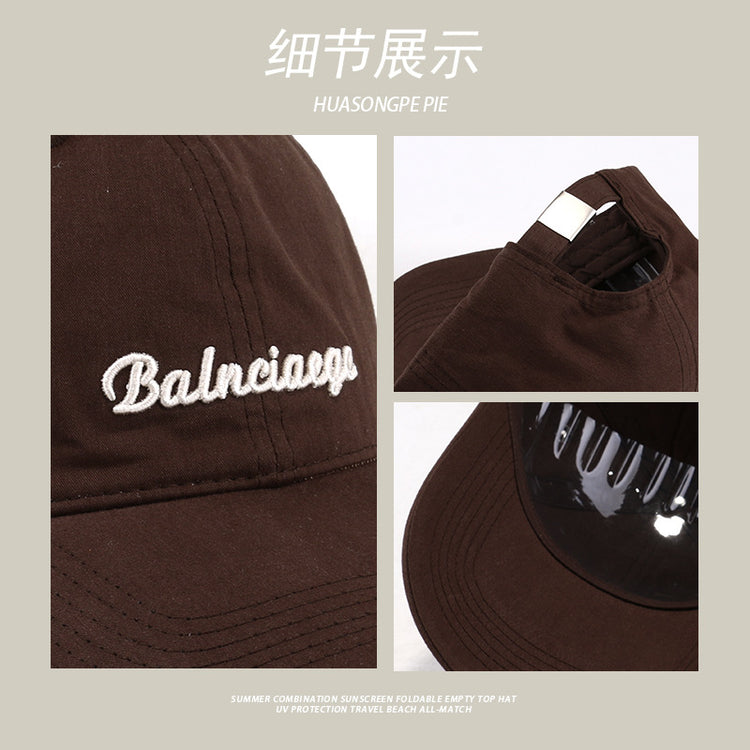 流行帽子|帽子遮陽帽女防曬高品質棒球帽防紫外線遮臉防曬帽學生戶外鴨舌帽「C3648」24.02-1