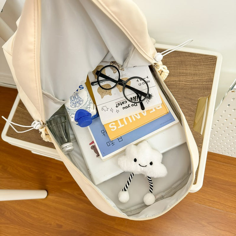 致青春|簡約雙肩包女大容量高顏值背包休閒旅行電腦包純色質感學生書包「2405-126」25.02-3