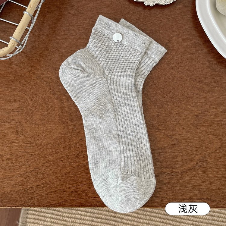 女襪|無骨貝殼扣襪子女棉質親膚舒適軟糯短襪彈力好搭簡約諸暨襪子批發「XC2211」25.02-1