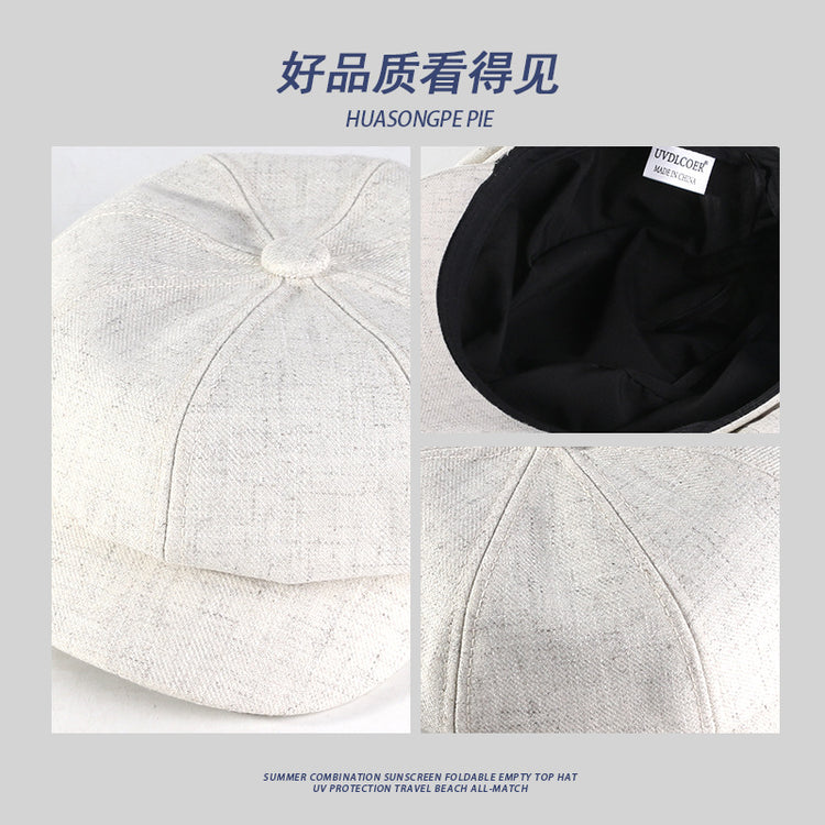 流行帽子 | 八角帽女秋冬棉麻文藝畫家帽英倫復古日系百搭貝雷帽時尚報童帽男「C4132」24.07-4
