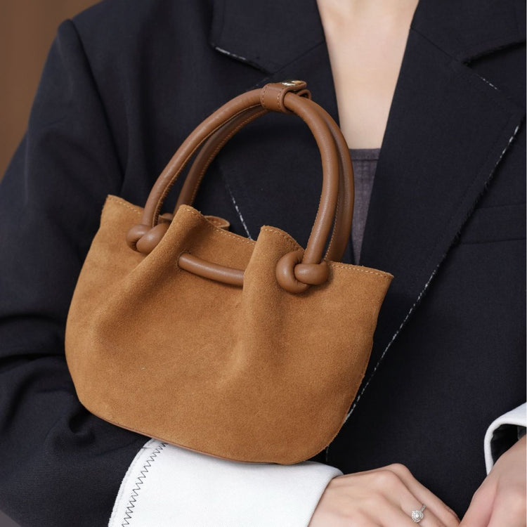 質感真皮|2024新款秋冬高級感百搭磨砂褶皺餃子包腋下包女式單肩斜挎「6962」24.08-1