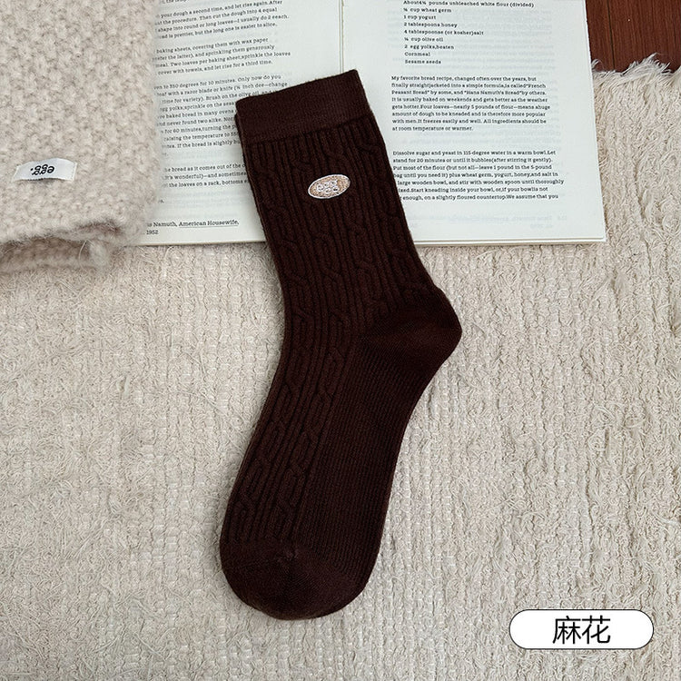 女襪|秋冬美拉德咖色襪子女加厚保暖蓄熱鎖溫羊毛襪復古潮流好搭中筒襪「HD25862」25.11-3