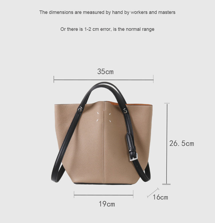 質感真皮|2025新款頭層牛皮手提托特包真皮水桶包小眾高級感腋下包時尚單肩包「2963」25.02-3