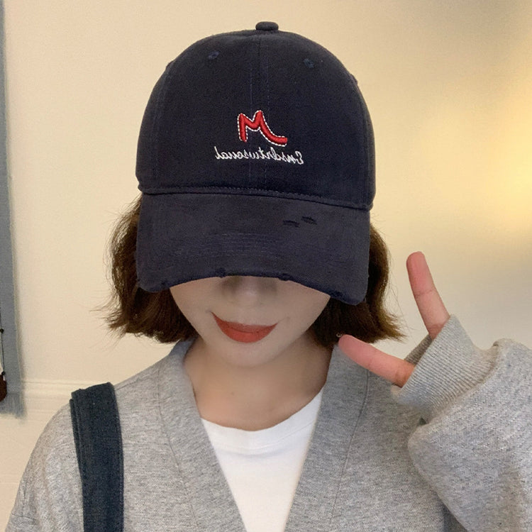 流行帽子|韓版簡約字母刺繡軟頂棒球帽子春季新款百搭休閒情侶顯臉小鴨舌帽「C4889」24.12-5