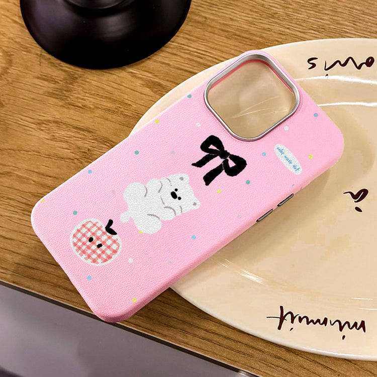 手機殼|iPhone16適用15Promax卡通14蘋果13手機殼12銀框皮紋殼11批發「LR1245」25.04-3