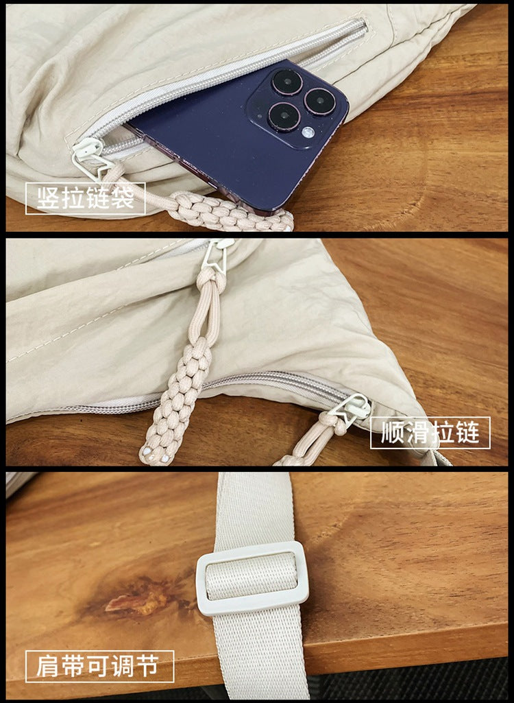 致青春 | 尼龍布包包女斜背包2024新款夏季款大容量小眾設計單肩餃子包「80634-125」24.07-3