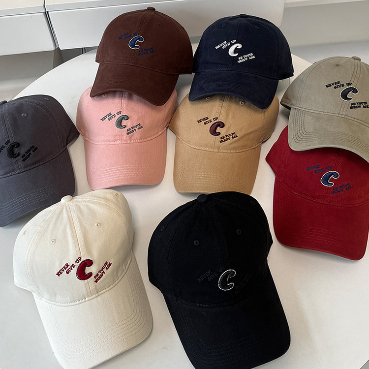 流行帽子|C字母棒球帽女春夏韓系刺繡軟頂遮陽帽學生情侶顯臉小戶外鴨舌帽「C4885」24.12-5