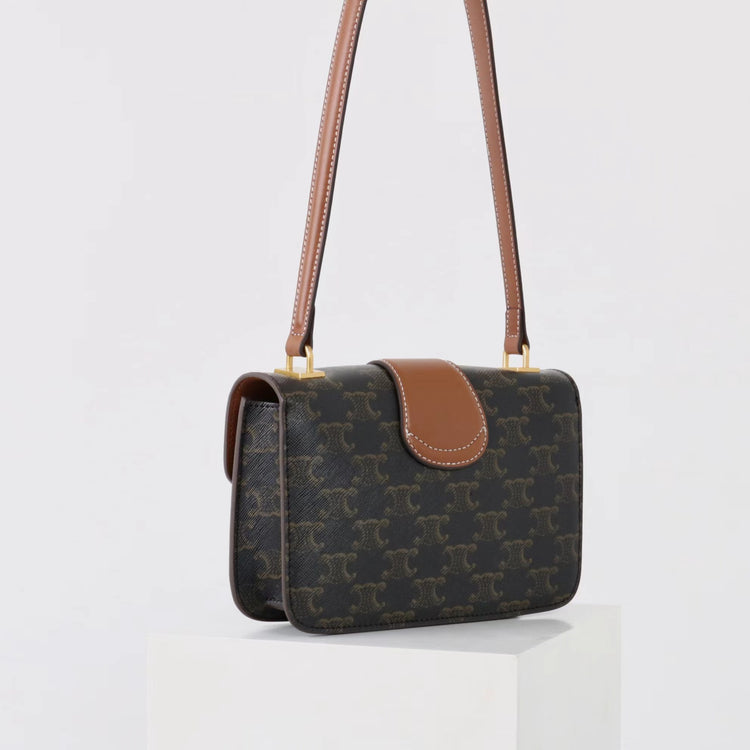 質感真皮|2025新款百搭進口小牛皮扭鎖翻蓋手提單肩腋下包精緻通勤女士包「6083」25.04-2