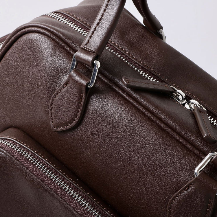 質感真皮|2024新款復古運動手提包機車包大容量秋冬單肩公文包休閒真皮女包「3301」24.12-4