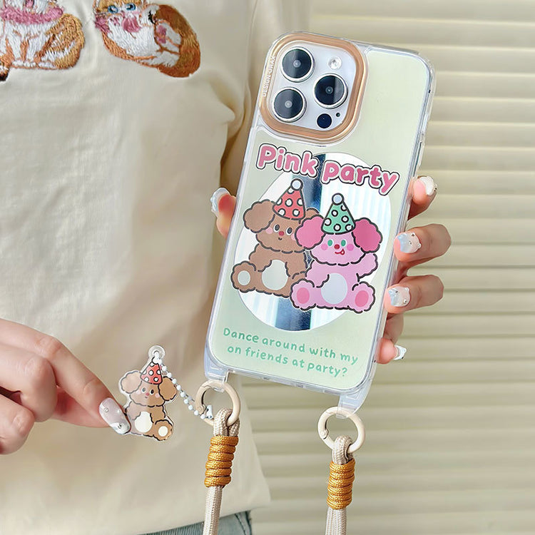 手機殼|iPhone13pro適用12掛繩鏡面殼14promax卡通11蘋果15手機殼女「WM0630」24.07