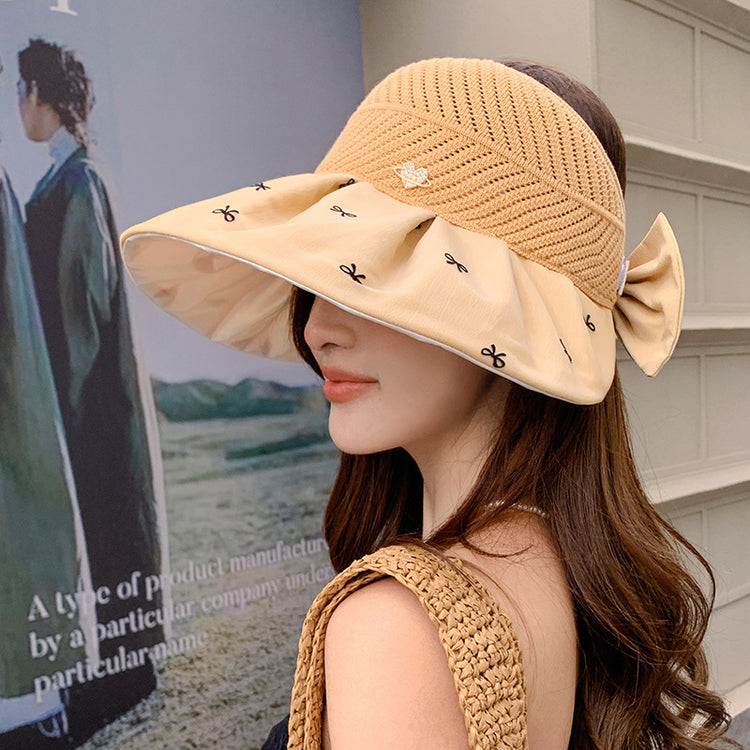 流行帽子|夏季新款帽子女蝴蝶結遮陽空頂帽韓版時尚防曬太陽帽戶外漁夫帽潮「C5203」25.04-4