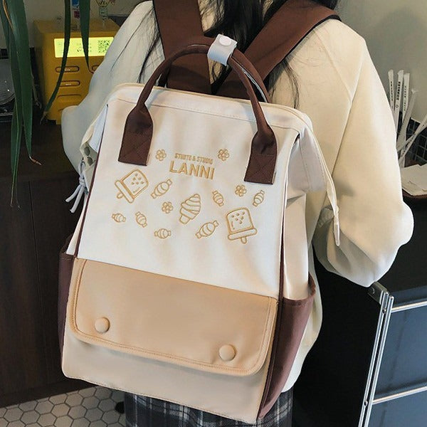 致青春|春季新書包女日系ins撞色中小學生手提雙肩包韓版ins學院風背包「876-360」24.04-1