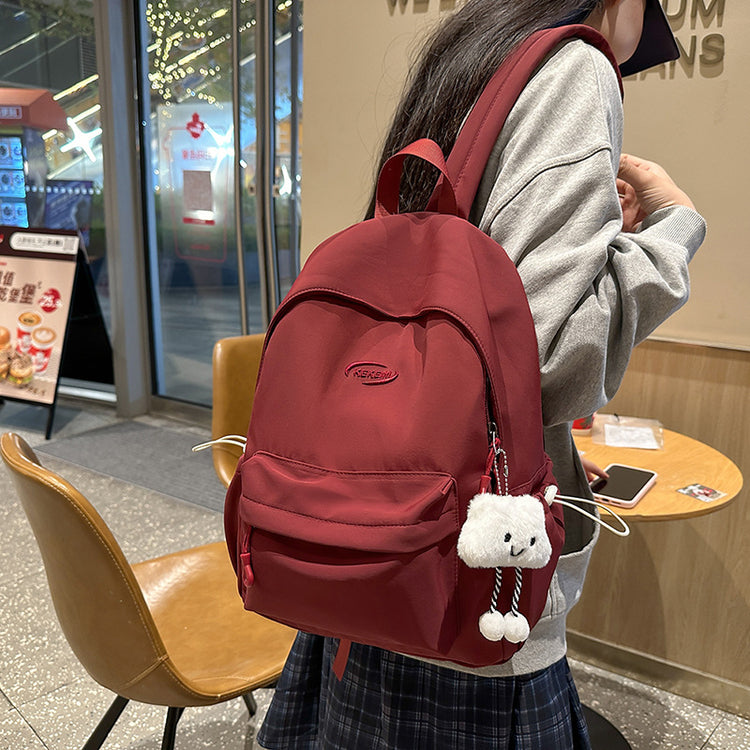 致青春|跨境簡約雙肩包少女森系純色百搭背包大容量質感初高大學生書包「9091-127」24.12-3