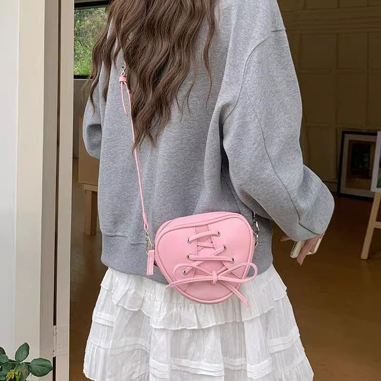 日韓流行|包包女2024新芭蕾風mini愛心手提包蝴蝶結甜美可愛單肩斜挎包「9355#」24.04-5