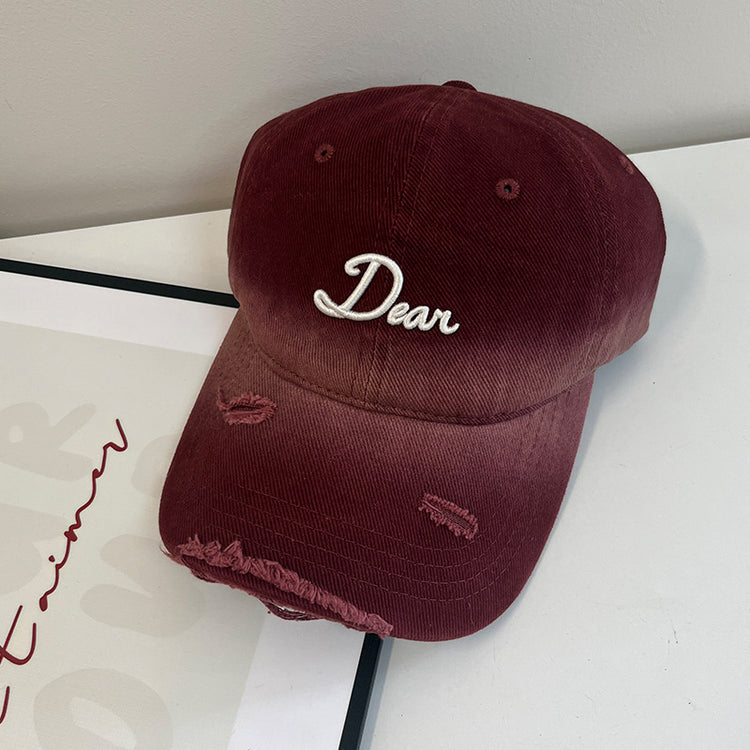 流行帽子|2024新款街頭復古文藝百搭立體繡扎染破洞棒球帽寬檐遮臉防風帽子「C4579」24.10-5