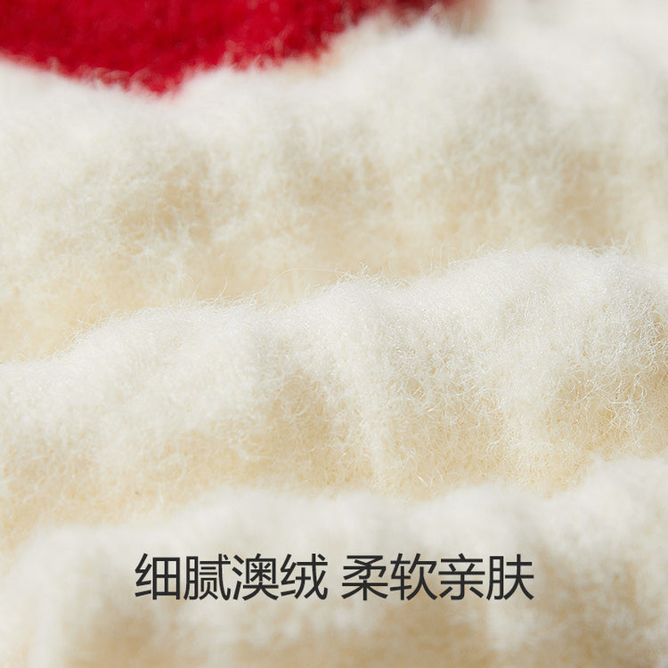 女襪|加絨加厚襪子女秋冬季蓄熱保暖澳絨中筒襪親膚舒適卡通可愛聖誕襪「H5529」24.12-3