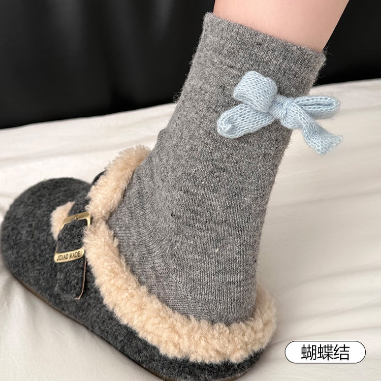 女襪|加厚羊毛襪子女日系保暖可愛卡通堆堆襪軟糯親膚舒適彈力中筒襪「HD25868」25.12-1