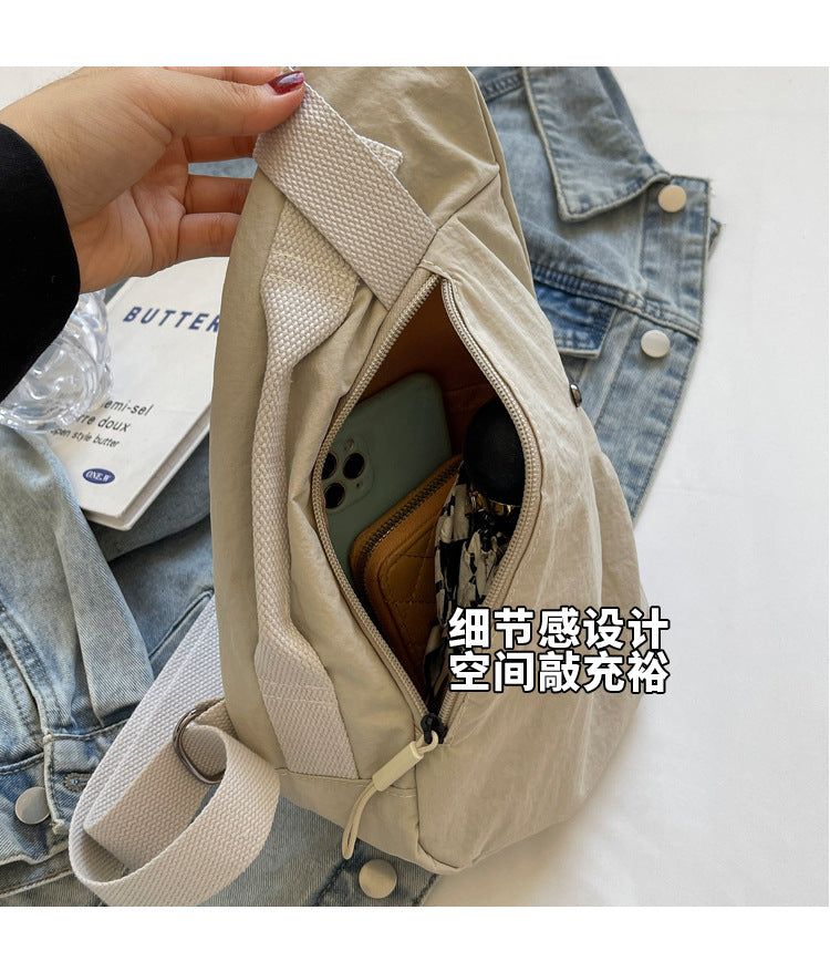 致青春 | 日系胸包女2024夏季新款休閒簡約斜背包時尚洋氣旅行尼龍包女「2421-118」24.08-2