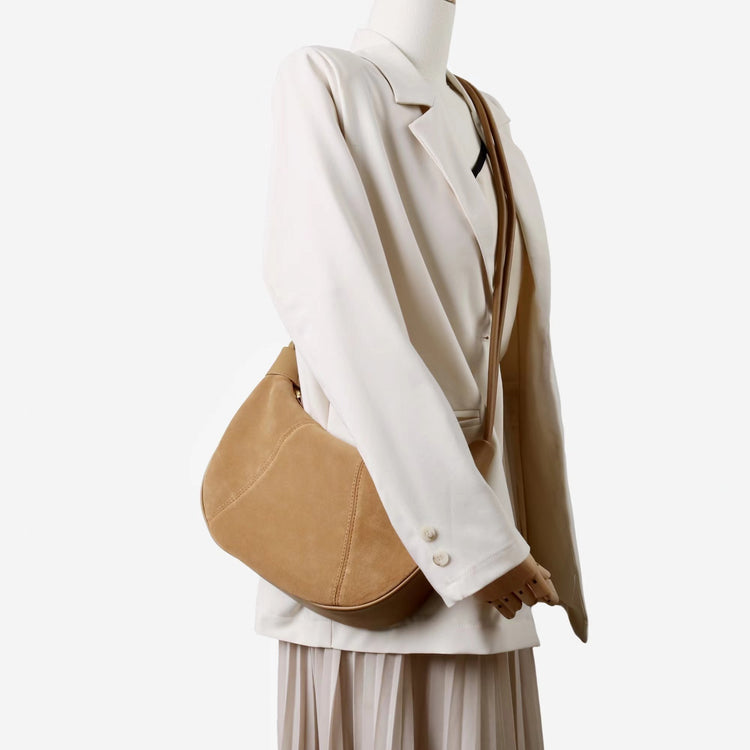 質感真皮|2025新款磨砂牛皮休閒百搭牛角月牙餃子包真皮腋下包簡約通勤「7040」25.06-4