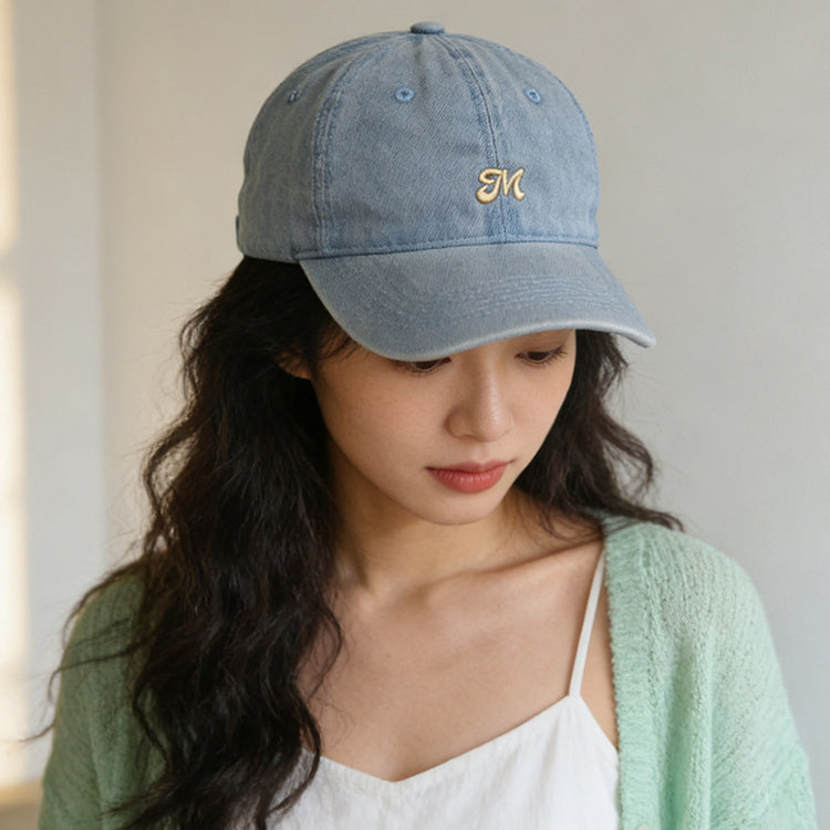 流行帽子|牛仔字母刺繡鴨舌帽子女新款遮陽帽大頭圍顯臉小棒球帽戶外防曬帽「C5891」25.12-2