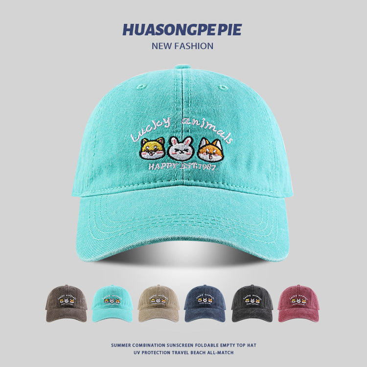 流行帽子|動物刺繡棒球帽子女夏季透氣百搭水洗棉遮陽帽戶外運動輕薄鴨舌帽「C4144」24.07-2