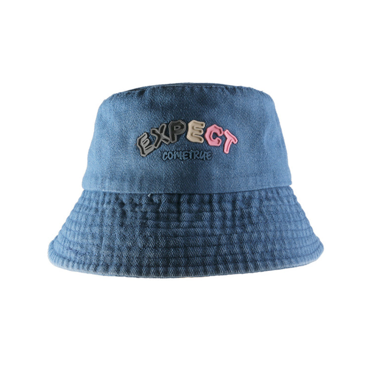 流行帽子|原創設計牛仔漁夫帽女時尚百搭字母盆帽學生情侶防紫外線遮陽帽男「C4124」24.07-3