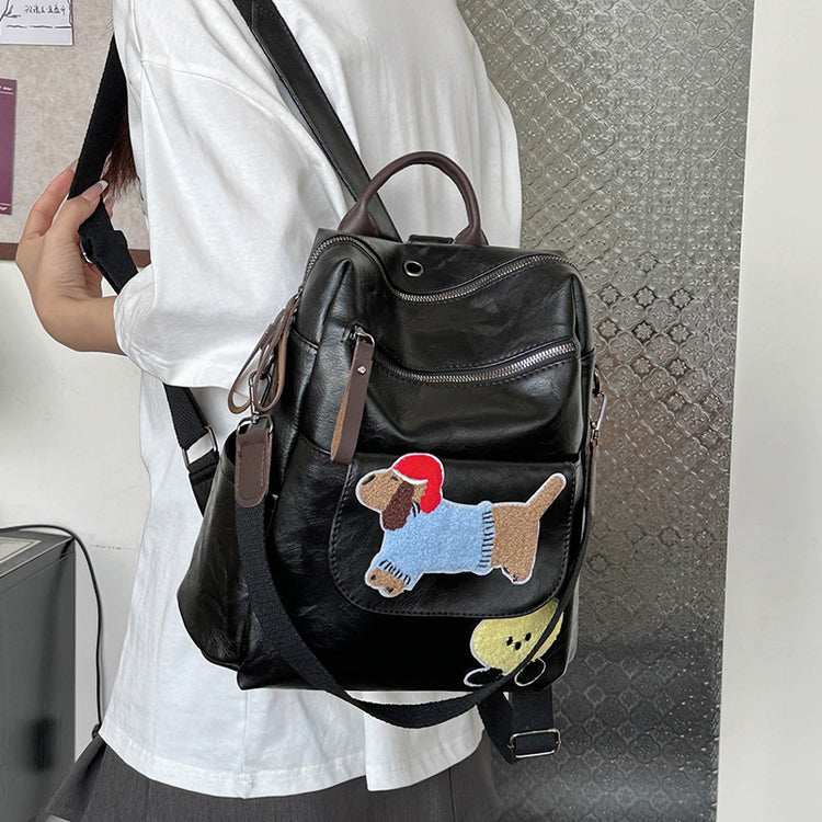 致青春|2024年新韓系休閒大容量包包女森萌學生上課雙肩包卡通設計大書包「6716-136」24.08-4