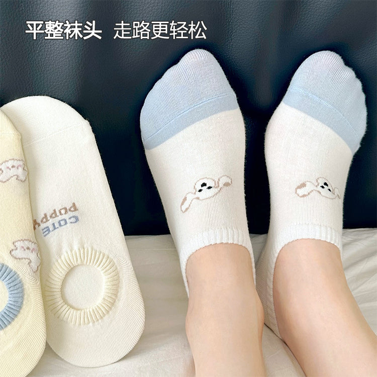 女襪|不掉跟船襪女夏季薄款卡通可愛短襪棉質親膚吸汗透氣淺口隱形襪「QP2503」25.04-3